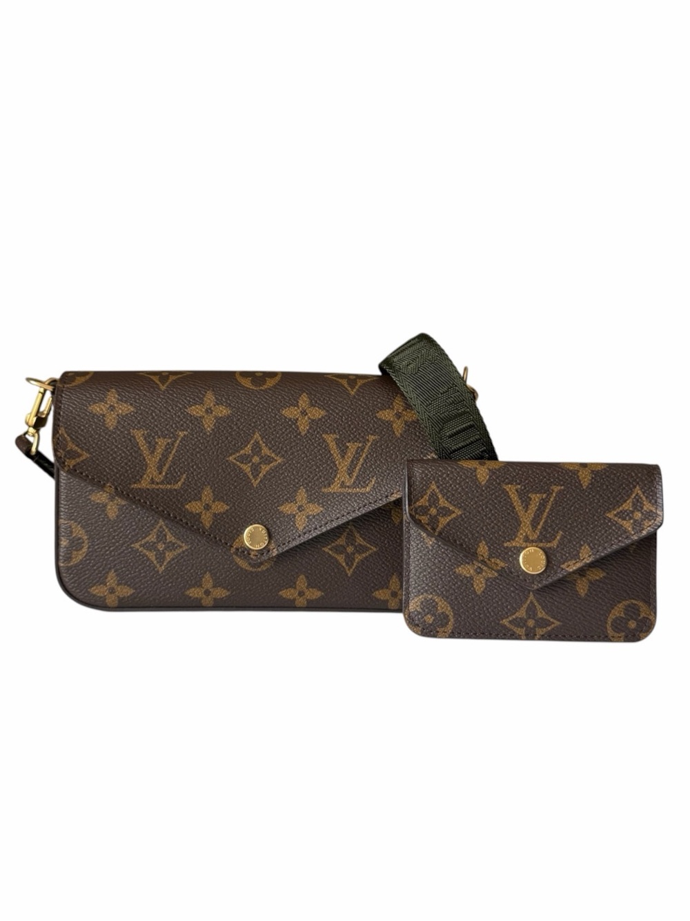 Louis Vuitton Félicie Strap & Go Monogram Kaki Olive M81013 Crossbody Full Set